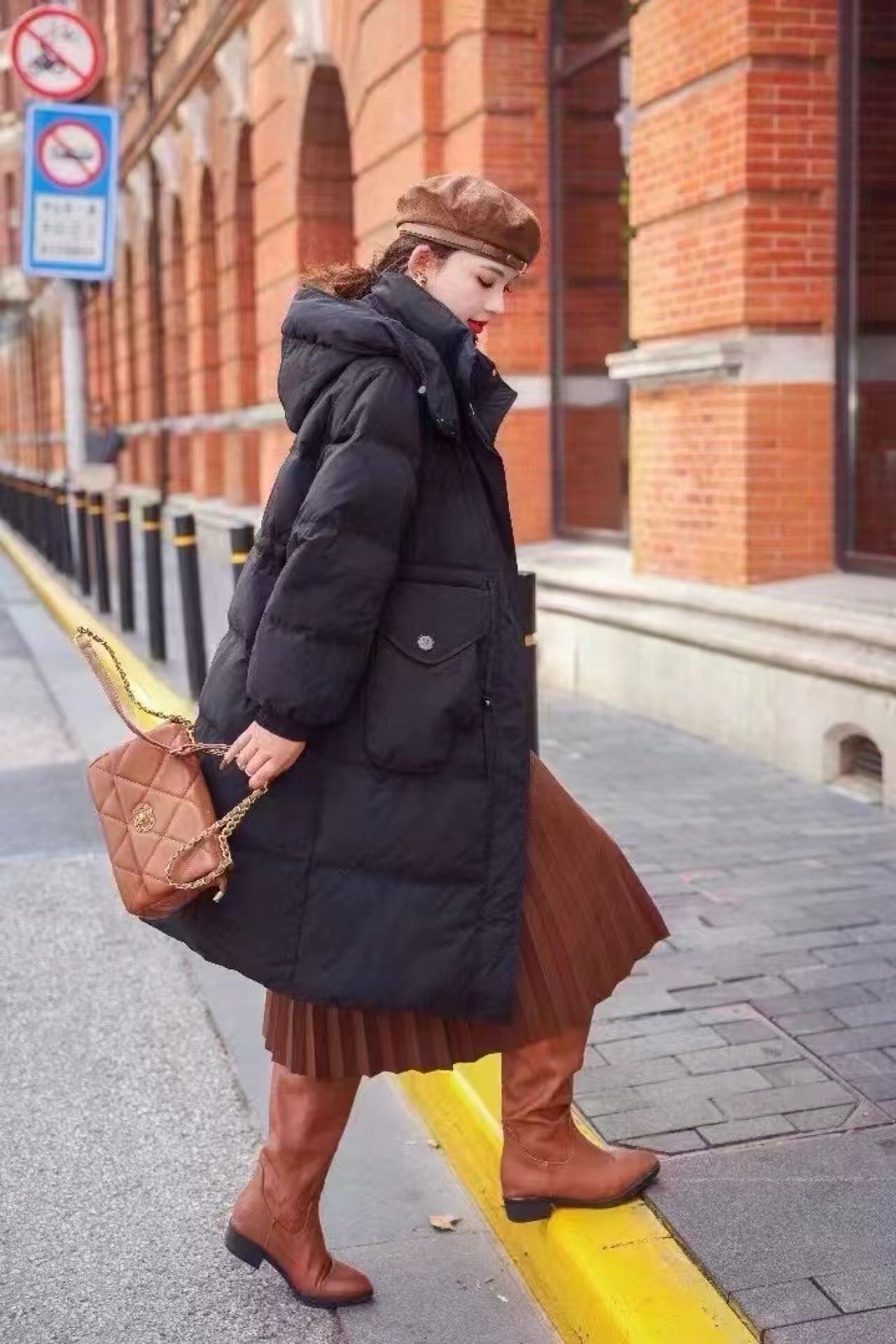 冬季新款韩版高端羽绒服女中长款修身显瘦连帽外套潮90白鸭绒