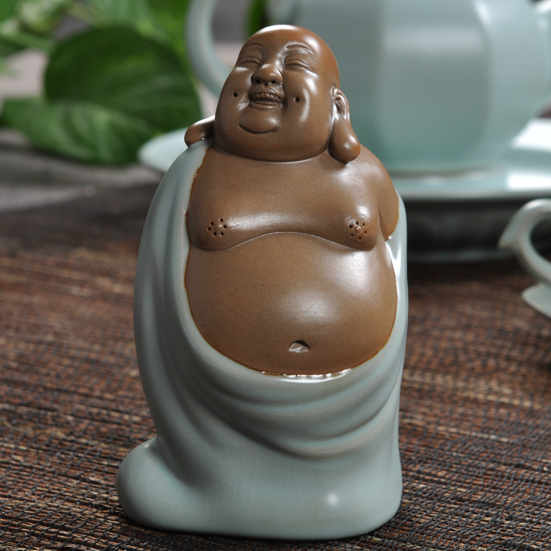 特价汝窑茶宠精品如意笑佛开片汝瓷茶壶茶杯正品汝窑功夫茶具摆件