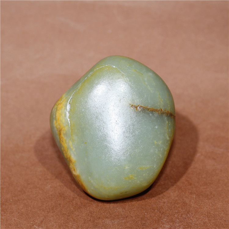 手把件新疆和田玉原石籽料天然玉石青白真皮雕刻作料包邮121克E