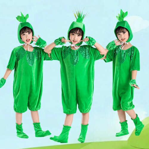 幼儿园拔苗助长演出服小禾苗服装小树苗大树绿色禾苗小草表演服装