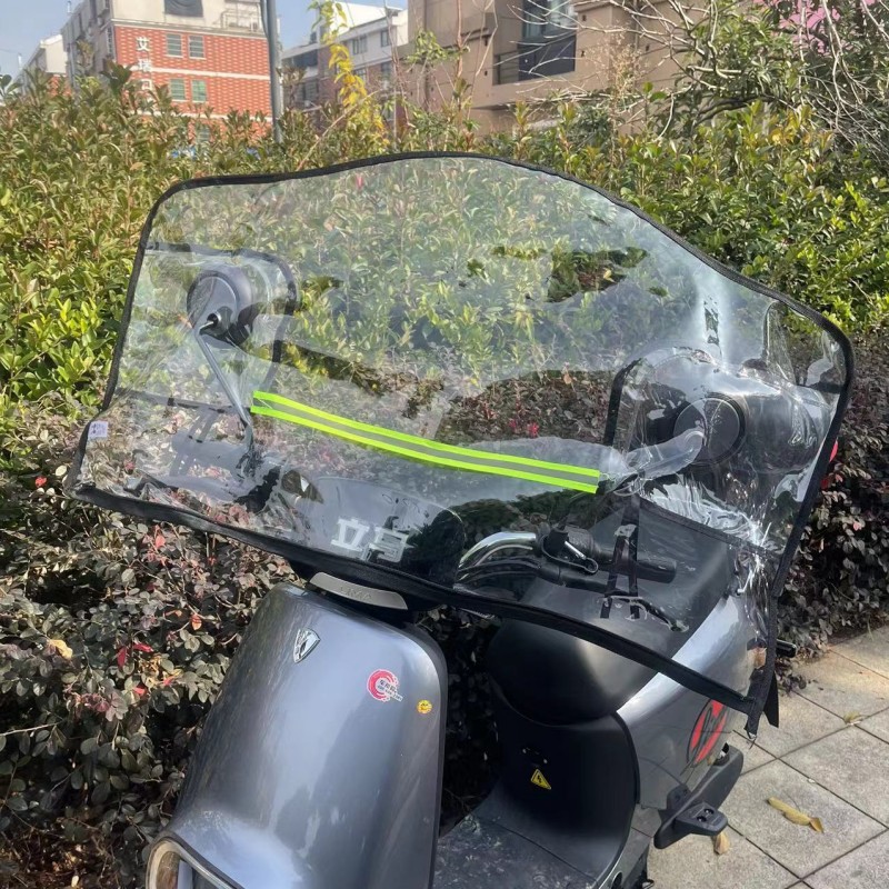 加厚PVC挡风板短款踏板摩托电动单车前档风档雨水罩外卖骑手神器
