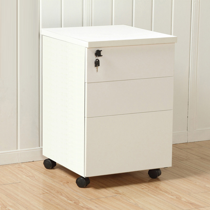 深圳三抽落地式矮柜移动文件储物柜床头柜带锁职员抽屉资料活动柜