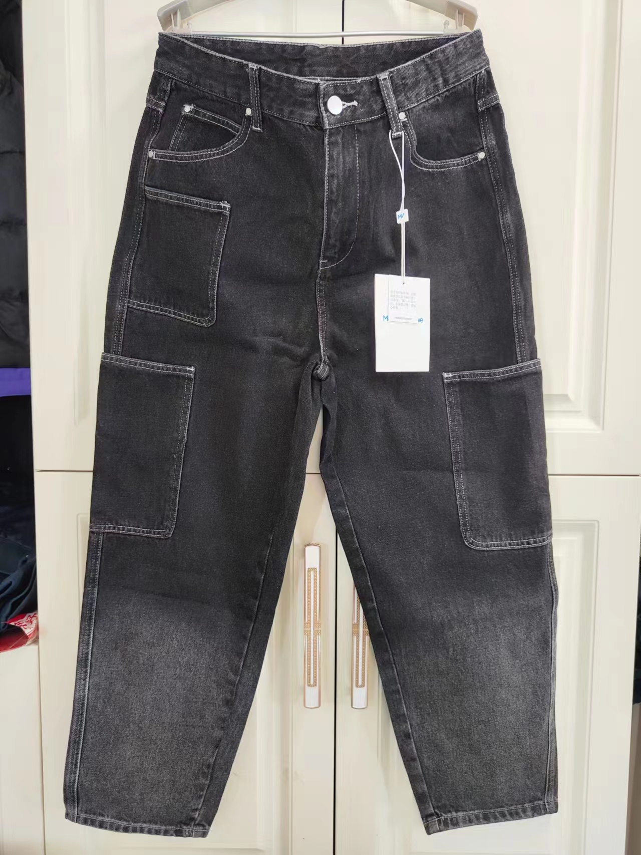 美邦正品牛仔长裤黑灰渐变