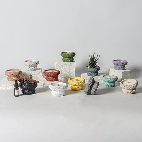 香薰蜡烛杯蘑菇杯造景石膏杯手工diy空杯扩香石自制容器花盆摆件