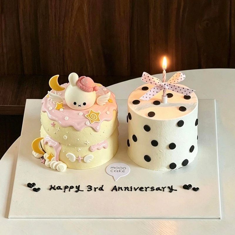 韩国ins卡通米菲兔蛋糕装饰软胶立体紫帽小兔子生日节日烘焙摆件