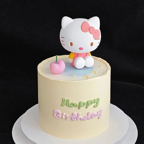 网红KT猫蛋糕装饰摆件儿童女孩可爱小猫HelloKitty生日甜品台插件