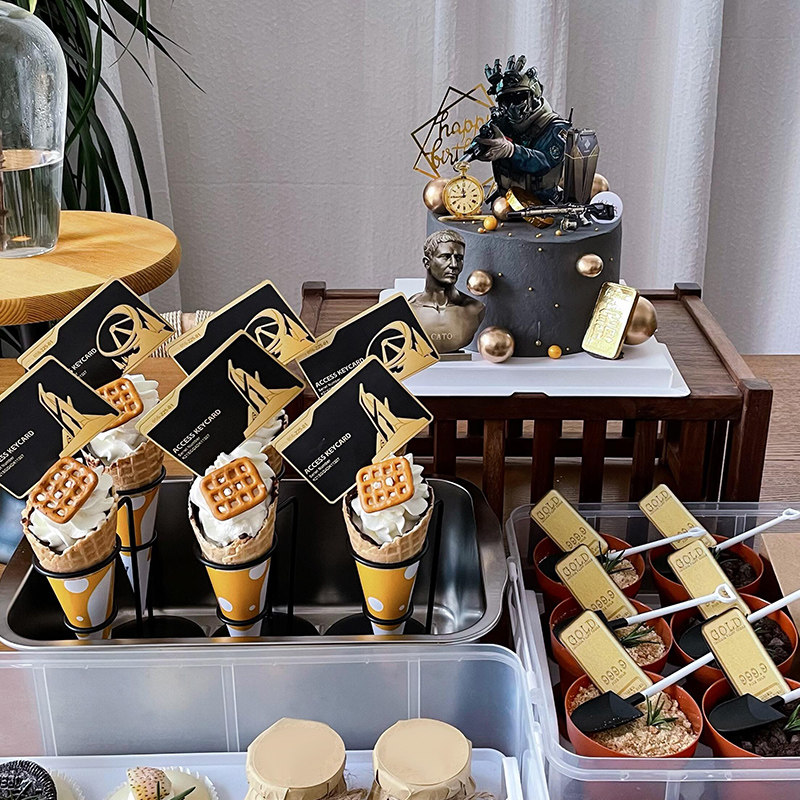 黑战士酷酷男孩三角洲蛋糕装饰男生男神甜品台生日武器装备插件