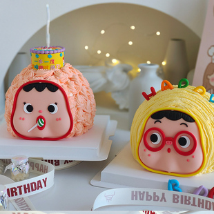 嘟嘟脸蛋糕装饰 网红可爱卡通软胶宝宝脸蛋搞怪蛋糕装饰摆件插件