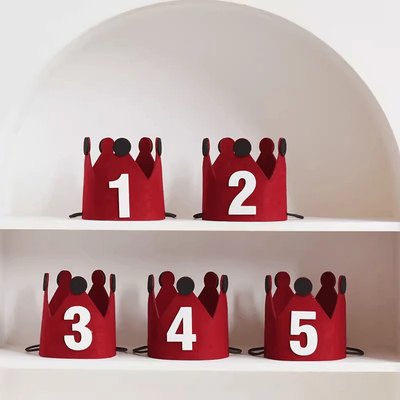 韩国ins风可爱毛毡红色皇冠生日帽儿童男孩女孩周岁派对拍照道具