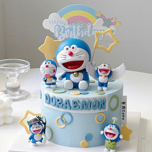卡通多啦A梦摆件蛋糕装饰摆件可爱叮当猫儿童生日烘焙插牌插件