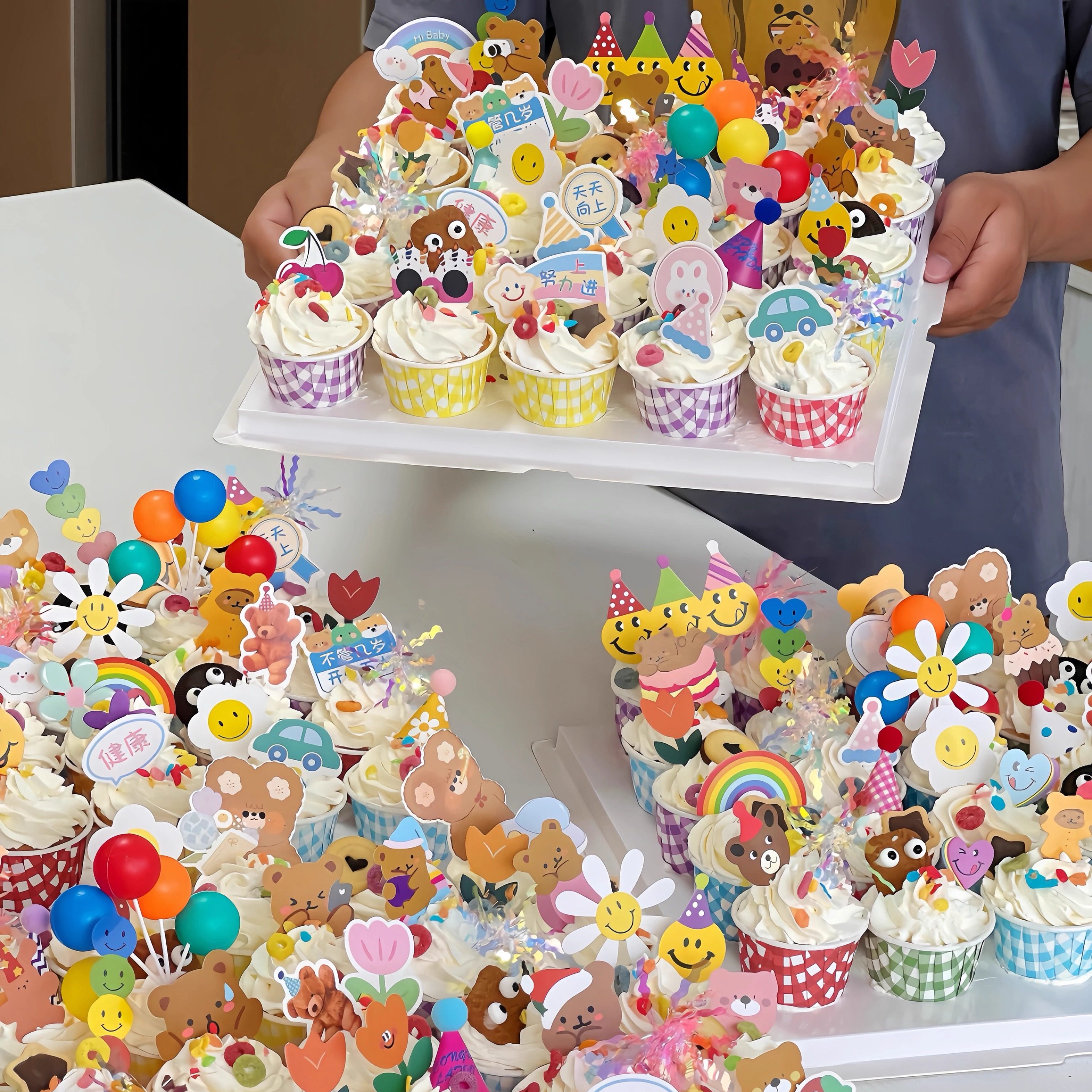 六一儿童节彩色复古格纹格子蛋糕纸杯格子马芬淋膜杯烘焙卷边纸杯