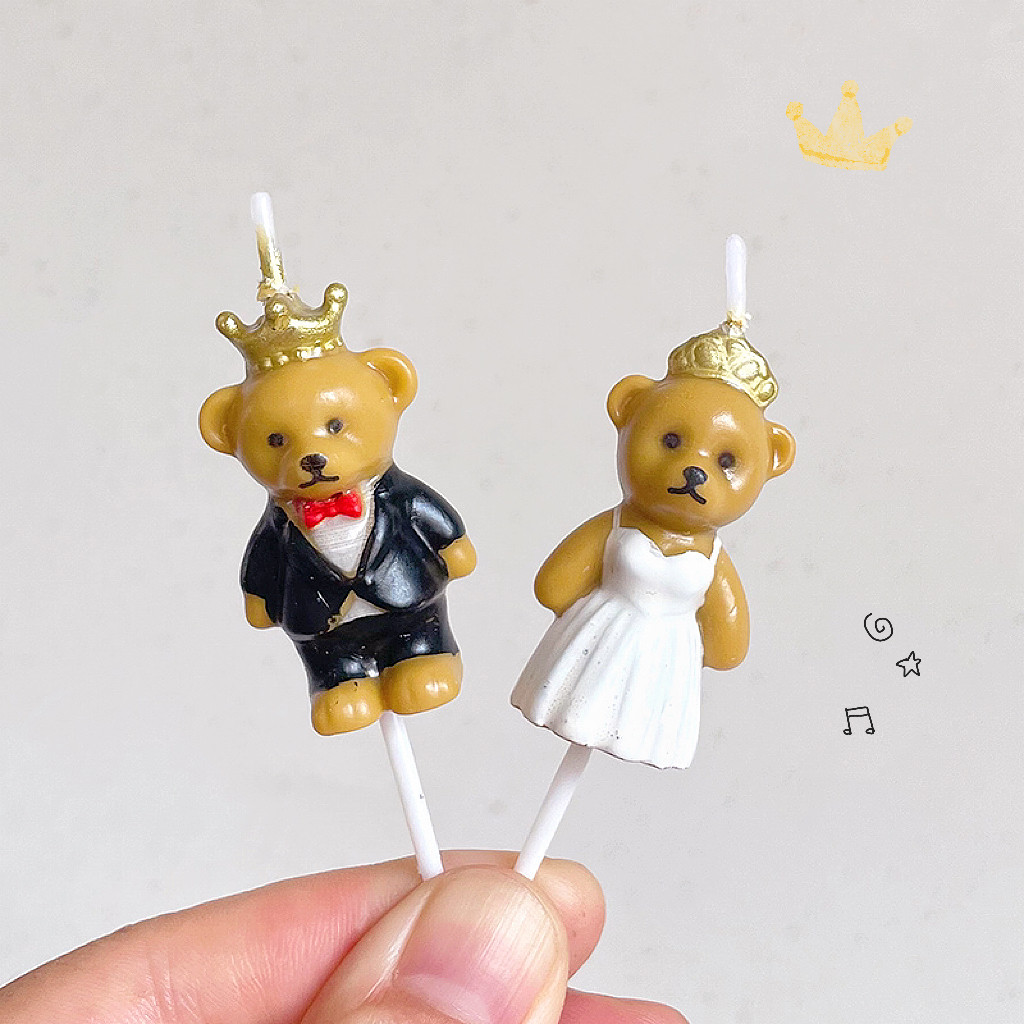 韩国ins风结婚婚礼婚纱小熊蜡烛 情侣西服婚纱小熊蜡烛纪念日插件