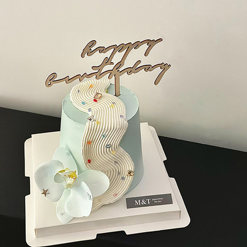ins风唯美小仙女蝴蝶兰蛋糕装饰摆件 木质happy birthday烘焙插牌