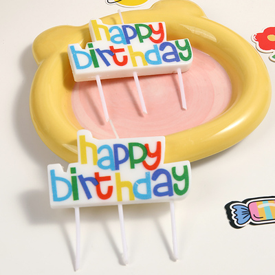韩国ins彩色happy birthday蜡烛 可爱糖果色生日快乐字母蜡烛插件