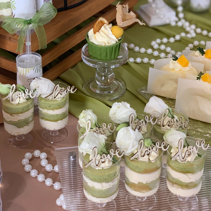 森系婚礼甜品台纸杯高脚杯蛋糕装饰摆件love木质wedding贴纸插件