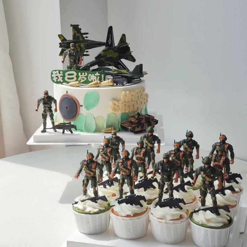 军事主题蛋糕装饰特种兵空军坦克飞机儿童男孩生日烘焙插件摆件