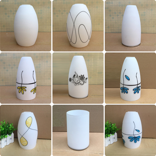 吊灯配件 奶白E27螺口罩简约餐厅吊灯玻璃灯罩现代家用透光外壳罩