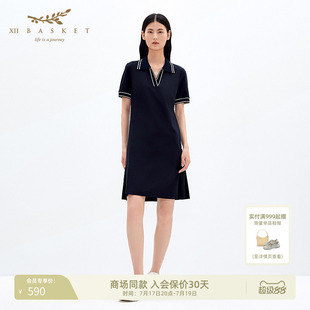XII BASKET十二篮气质时尚鱼尾裙摆polo连衣裙女夏季