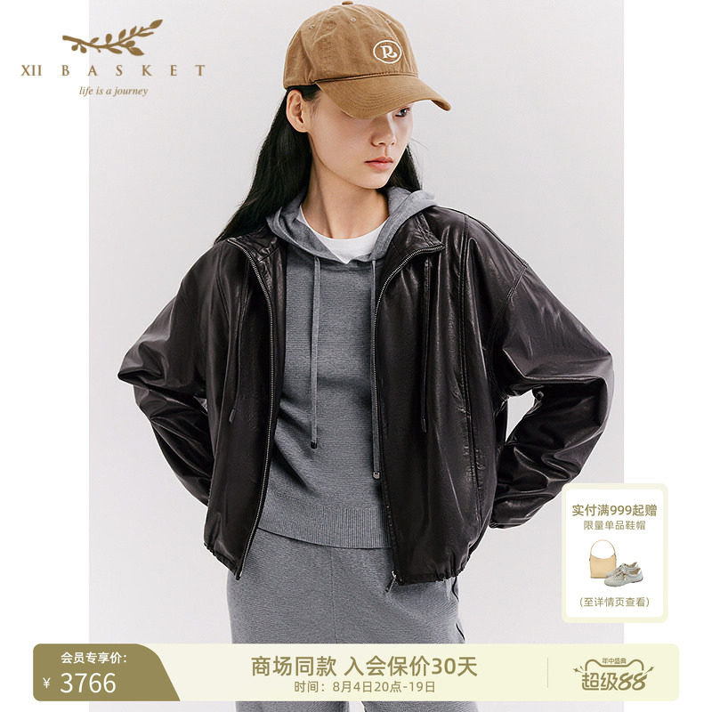 十二篮26春新款羊皮夹克女短款机车风真皮衣外套气质黑色