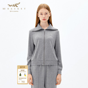 休闲大翻领外套女 时尚 十二篮专选春季 极简风雪尼尔商场同款