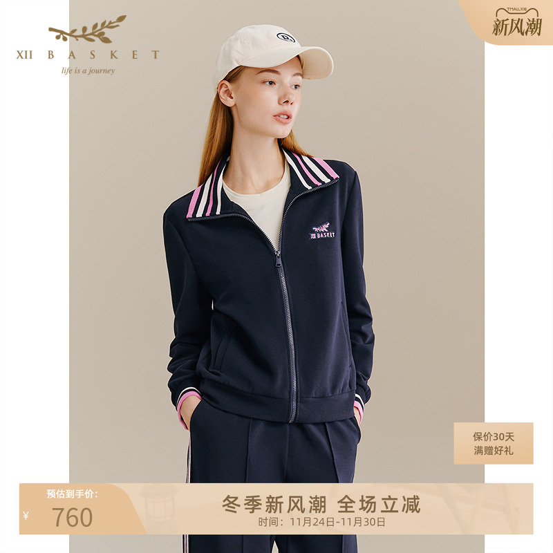 十二篮藏蓝色连帽运动风外套