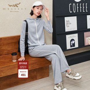 十二篮专选冬款 女 格雷系垂感宽松针织阔腿长裤