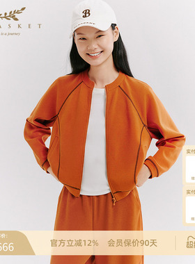 十二篮26春新款活力橙红圆领卫衣女休闲运动风设计感外套时尚百搭