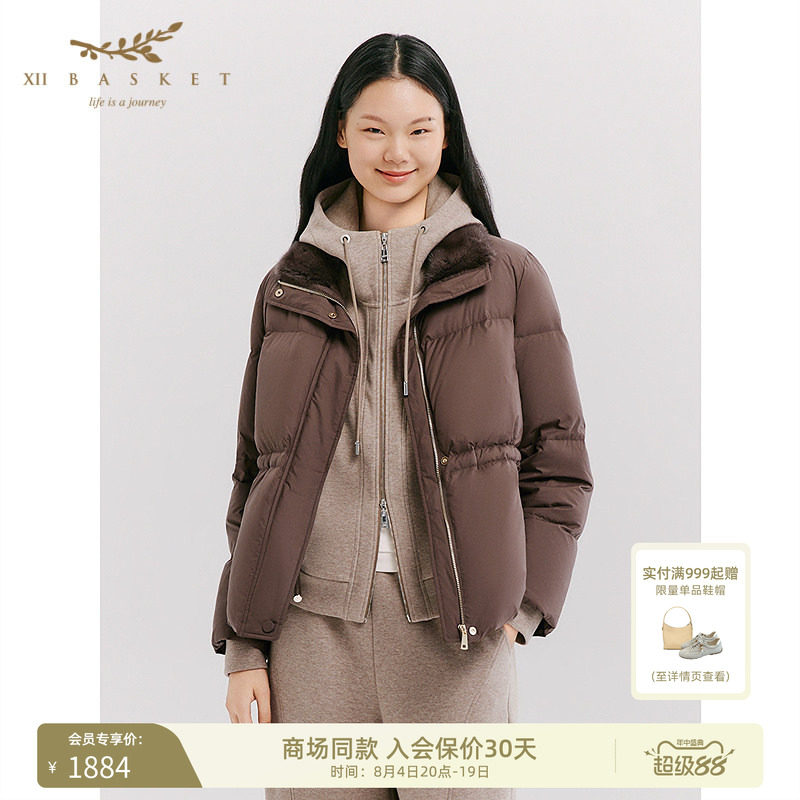 十二篮水貂毛领短款羽绒服
