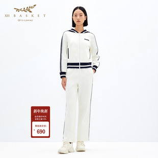 清爽撞色宽松舒适直筒休闲裤 春季 女 BASKET十二篮商场同款 XII