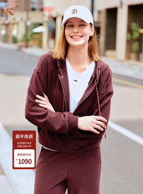 XII BASKET十二篮商场同款25冬新款安可拉红连帽卫衣外套女