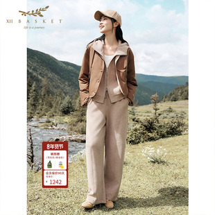 XII BASKET十二篮秋季松弛高级感原绒色宽松舒适阔腿弯刀裤女