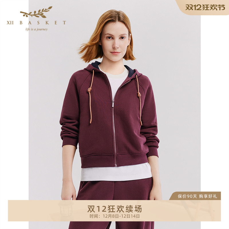 十二篮枣红抽绳甜酷风显瘦卫衣