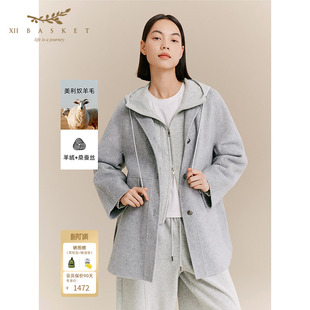 通勤女宽松廓形外套 绵羊毛大衣时尚 XII BASKET十二篮冬季