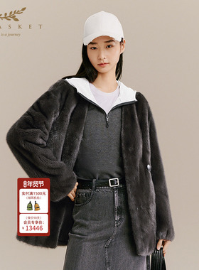 丹麦天鹅绒水貂|十二篮专选进口皮草外套摩登v领高级感25冬新款