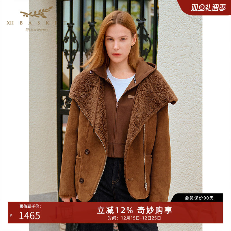十二篮皮毛一体短外套羊羔毛