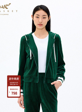 十二篮专选春季都市休闲棉绒连帽外套女