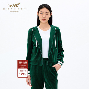 十二篮专选春季 都市休闲棉绒连帽外套女