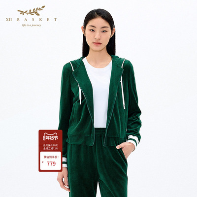 十二篮都市休闲棉绒连帽外套