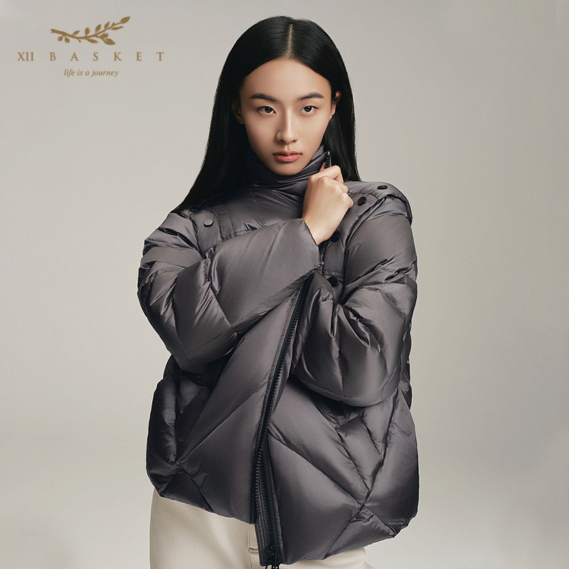 十二篮两穿可拆卸袖子防泼羽绒服