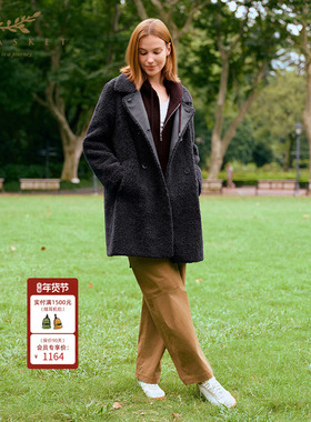 十二篮25冬新款100%羊毛颗粒绒外套通勤中长款大衣简约廓形保暖女