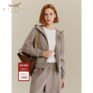 XII 高级慵懒老钱风运动休闲连帽卫衣外套女 BASKET十二篮25秋新款