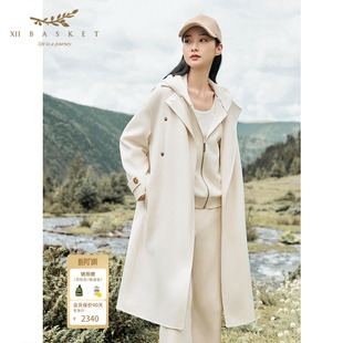 绵羊毛优雅轻奢舒适米色大衣女 冬季 XII BASKET十二篮商场同款