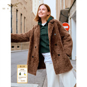 西班牙拉贡皮毛一体 25冬新 十二篮泰迪绒外套皮草大衣女中长款