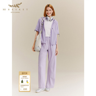 透气外套女 速干防晒休闲运动连帽短款 十二篮夏季 户外薄款