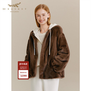 丹麦天鹅绒水貂 十二篮专选进口皮草外套摩登圆领高级感25冬新款