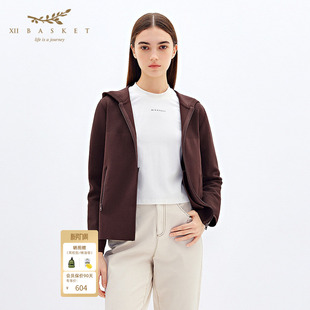 休闲连帽外套女 美拉德慵懒休闲运动宽松时尚 XII BASKET十二篮秋款