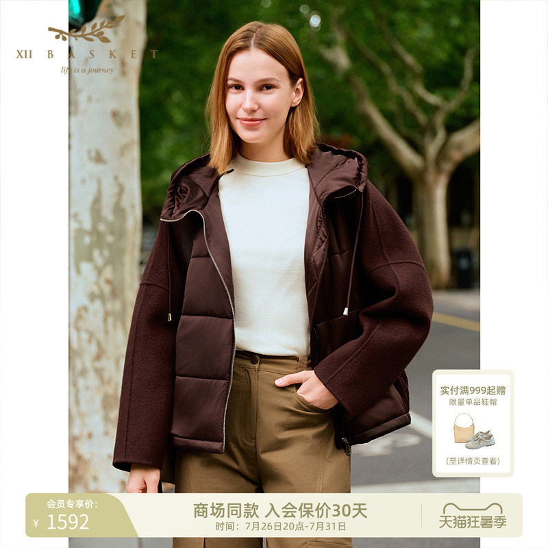 十二篮羊毛拼接保暖外套