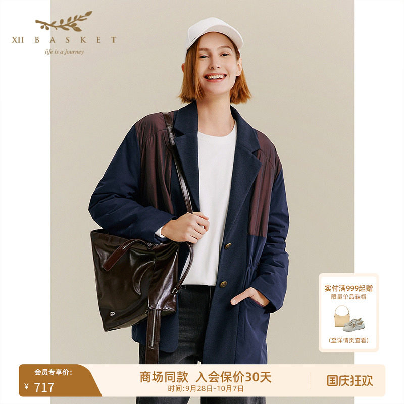 十二篮藏蓝休闲西装棉服外套