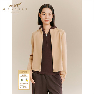 十二篮专选冬季 立领舒适百搭通勤上衣外套女 100%棉时尚