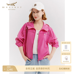 十二篮26春新款三醋酸运动外套显白树莓粉多巴胺防晒户外上衣女